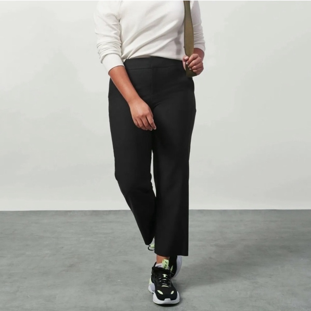 Athleta Stellar Straight Crop Black Pants Size 14T Tall